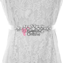 Brau din satin Hand Made Luxury BLT049PP cu Cristale aplicate pentru rochie de mireasa